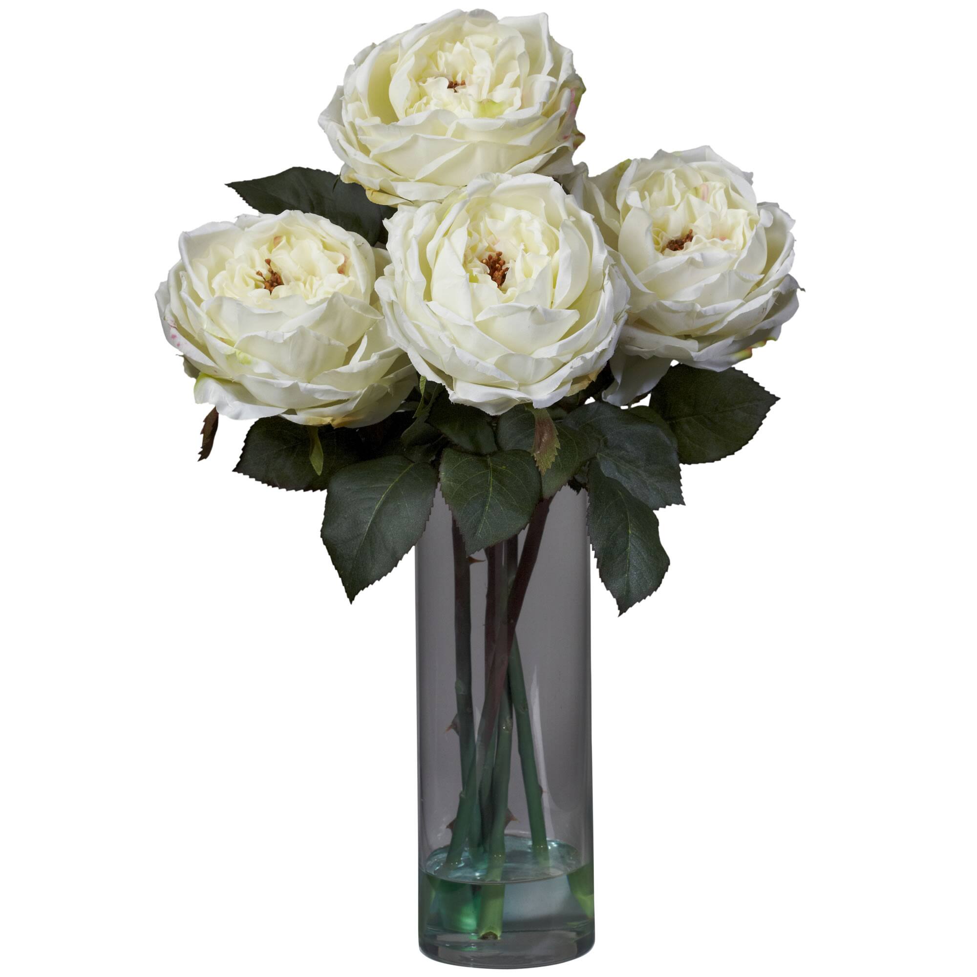 18" Fancy Rose Arrangement in Glass Cylinder Vase